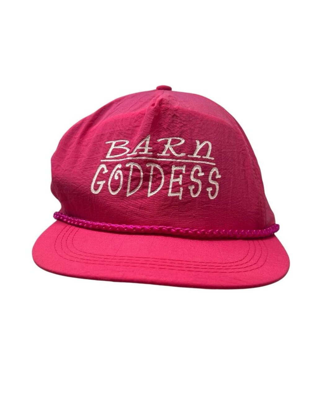 Barn Goddess‎ Vintage Snapback Trucker Hat Cap Pink 80's 90's Rope Farmer Dad